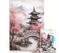 Puzzle per adulti da 1000 pezzi raffigurante il Ponte dei Ciliegi Fuji in Giappone un gioco pratico e divertente per passare il tempo durante le vacanze con poster e foglio di curiosità abbinati