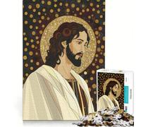 Puzzle per adulti da 1000 pezzi raffigurante il ritratto di Gesù Cristo con aureola un gioco rilassante che allena la mente e la manualità compleanno e Natale 38x52cm