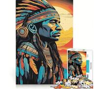 Puzzle per adulti da 1000 pezzi raffigurante il ritratto di un capo nativo americano gioco pratico impegnativo e stimolante ideale come regalo per tutta la famiglia 38x52cm