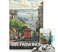 Puzzle per adulti da 1000 pezzi raffigurante il tram di San Francisco un gioco impossibile che migliora la memoria con pezzi di forma casuale completamente ad incastro 38x52cm