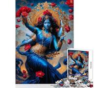 Puzzle per adulti da 1000 pezzi raffigurante Kali la dea indù in blu Gioco impossibile sfida difficile giocattolo educativo per rafforzare l'amore tra le coppie (52x38cm)