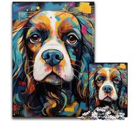 Puzzle per adulti da 1000 pezzi raffigurante King Charles Spaniel con graffiti. Puzzle impossibili per adulti,ideali per il divertimento in famiglia,il relax e come regalo per le feste. 26X38CM