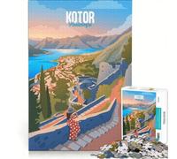 Puzzle per adulti da 1000 pezzi raffigurante Kotor, Montenegro, costa e montagne Un gioco rilassante, divertente da fare in casa, ideale per rafforzare l'amore di coppia 50x75cm