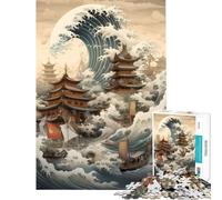 Puzzle per adulti da 1000 pezzi raffigurante la città cinese di Kanagawa un'onda di difficoltà elevata Gioco di analisi e logica ideale per decorare le pareti Adatto a partire dai 14 anni (50x75cm)