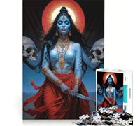 Puzzle per adulti da 1000 pezzi raffigurante la Dea Divina Oscura Kali con teschi e coltello, un gioco per famiglie che stimola l'analisi e la logica e migliora l'amore di coppia 38x52cm