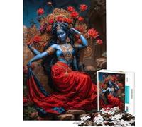 Puzzle per adulti da 1000 pezzi raffigurante la dea Kali in rosso e oro giocattolo decorativo da parete antistress regalo per ridurre lo stress (dimensioni 38x52cm)