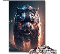 Puzzle per adulti da 1000 pezzi raffigurante la tigre nel fuoco, ideale per decorare casa e ufficio, regalo perfetto per il compleanno (dimensioni 26x38cm)