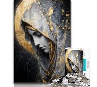 Puzzle per adulti da 1000 pezzi raffigurante la Vergine Maria dorata, un antistress difficile da affrontare, ideale come regalo per tutta la famiglia, dai 14 anni in su, 38x26cm