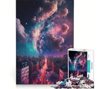 Puzzle per adulti da 1000 pezzi raffigurante la Via Lattea sopra una città gioco educativo decorazione perfetta ogni pezzo è unico 38x52cm