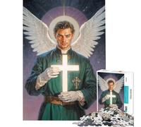 Puzzle per adulti da 1000 pezzi raffigurante l'Arcangelo Raffaele che regge una croce luminosa Divertente attività da fare in casa migliora la memoria antistress adatto a partire dai 14 anni (38x52cm)