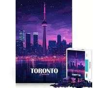 Puzzle per adulti da 1000 pezzi raffigurante lo skyline di Toronto Canada di notte Gioco divertente con incastri precisi che favorisce la concentrazione mentale Gioco casual ideale di compleanno
