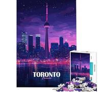 Puzzle per adulti da 1000 pezzi raffigurante lo skyline notturno di Toronto Canada Gioco educativo stimolante e rilassante ideale per attività in famiglia e come regalo di compleanno (38x52cm)