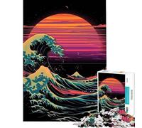 Puzzle per adulti da 1000 pezzi raffigurante l'onda di Kanagawa in Giappone gioco educativo e stimolante per tutta la famiglia ideale come idea regalo (dimensioni 50x75cm)