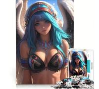 Puzzle per adulti da 1000 pezzi, raffigurante un angelo con i capelli blu in stile anime, gioco educativo, regalo di compleanno, ideale come decorazione da scrivania 38x26cm