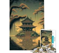 Puzzle per adulti da 1000 pezzi raffigurante un antico paesaggio giapponese gioco educativo stimolante per l'intelletto ideale come regalo di Babbo Natale segreto o antistress (dimensioni 38x52cm)