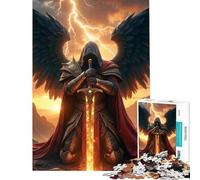 Puzzle per adulti da 1000 pezzi raffigurante un arcangelo alato con spada infuocata Divertimento a casa decorazione domestica gioco impossibile adatto a persone dai 14 anni in su (50x75cm)