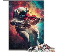 Puzzle per adulti da 1000 pezzi raffigurante un astronauta che suona il violino,aiuta il cervello a esercitare i giocattoli che creano dipendenza e coltivano la pazienza,decorazione perfetta 50x75cm