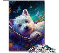 Puzzle per adulti da 1000 pezzi raffigurante un bellissimo West Highland Terrier in cartone, impegnativo gioco d'arte fai da te per appassionati, regalo perfetto per rilassarsi (dimensioni 26x38cm)