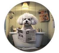 Puzzle per adulti da 1000 pezzi, raffigurante un Bichon Frise che legge il giornale, puzzle rotondi da 1000 pezzi, idea regalo per compleanno, gioco rompicapo impegnativo, 67,5x67,5 cm.