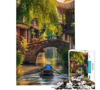 Puzzle per adulti da 1000 pezzi raffigurante un canale in una tradizionale città cinese Gioco interattivo per adulti decorazione per la casa compleanni e occasioni speciali (50x75cm)