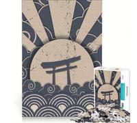 Puzzle per adulti da 1000 pezzi raffigurante un cancello Torii giapponese all'alba, ideale per rilassarsi e divertirsi a casa, con poster e foglio di curiosità abbinati 38x52cm