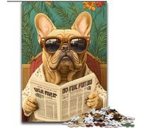 Puzzle per adulti da 1000 pezzi raffigurante un cane che legge il giornale, analisi e logica con pezzi completamente interconnessi di forma casuale, per bambini dai 14 anni in su, 50x75cm