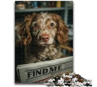 Puzzle per adulti da 1000 pezzi raffigurante un cane che legge il giornale, per ammazzare il tempo durante le vacanze, con poster abbinato e foglio di quiz (26x38cm)