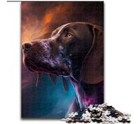 Puzzle per adulti da 1000 pezzi raffigurante un cane da caccia tedesco a pelo corto,in legno,perfetto come decorazione fai da te o regalo di compleanno 50x75cm per feste,compleanni e serate