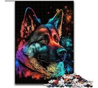 Puzzle per adulti da 1000 pezzi, raffigurante un cane da pastore colorato, in legno, regalo perfetto per bambini dai 14 anni in su, 50x75cm, rompicapo stimolante, giocattolo rilassante per adolescenti