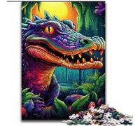 Puzzle per adulti da 1000 pezzi raffigurante un coccodrillo del Nilo psichedelico, un rompicapo stimolante per adolescenti, perfetto come decorazione per la casa o come regalo (dimensioni: 50x75cm)