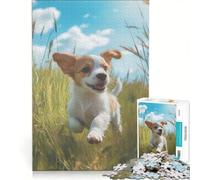 Puzzle per adulti da 1000 pezzi raffigurante un cucciolo che corre nell'erba gioco interattivo impegnativo e stimolante ideale come regalo per tutta la famiglia 50x75cm