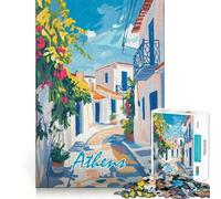 Puzzle per adulti da 1000 pezzi,raffigurante un dipinto di Atene,Grecia,con taglio perfetto e divertente,un gioco che stimola la mente e crea un'atmosfera rilassante,ideale come regalo di compleanno