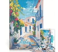 Puzzle per adulti da 1000 pezzi raffigurante un dipinto di una strada di Atene, Grecia, un gioco rompicapo, un'attività divertente da fare in casa, un'aggiunta alla lista dei desideri con Babbo Natale