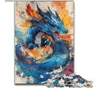 Puzzle per adulti da 1000 pezzi raffigurante un drago dipinto a olio, impegnativo e difficile, con pezzi completamente interconnessi e di forma casuale, 50x75cm