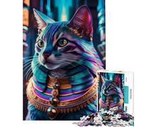 Puzzle per adulti da 1000 pezzi raffigurante un faraone egizio con gatti e gioielli Difficile e stimolante migliora la memoria Giocattolo educativo per ragazzi dai 14 anni in su 38x26cm