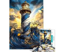 Puzzle per adulti da 1000 pezzi raffigurante un faro in un mare in tempesta Un gioco rilassante divertente e spiritoso perfetto come regalo di compleanno (dimensioni 50x75cm)