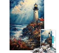 Puzzle per adulti da 1000 pezzi raffigurante un faro su una costa rocciosa Un gioco impegnativo e stimolante perfetto come regalo per tutta la famiglia (dimensioni: 38x26cm)