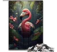 Puzzle per adulti da 1000 pezzi raffigurante un fenicottero nella giungla. Ideale per decorare casa e ufficio, regalo perfetto per il compleanno (dimensioni 50x75cm).