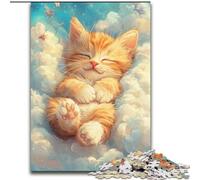 Puzzle per adulti da 1000 pezzi, raffigurante un gatto arancione addormentato, attività di legame familiare, regalo per la casa, gioco di ruolo per famiglie (dimensioni 26x38cm)