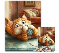 Puzzle per adulti da 1000 pezzi raffigurante un gatto che gioca con un gomitolo di lana Puzzle in cartone, Halloween, Pasqua e Capodanno, 26x38cm