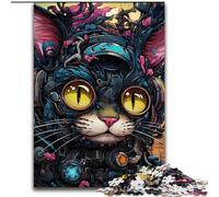Puzzle per adulti da 1000 pezzi raffigurante un gatto futuristico, un rompicapo stimolante per adolescenti, divertente serata di giochi in famiglia (dimensioni: 26x38cm)