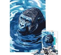 Puzzle per adulti da 1000 pezzi raffigurante un gorilla blu nell'acqua con grafica digitale Gioco educativo giocattolo avvincente per coltivare la pazienza uomini e donne Decorazione