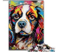 Puzzle per adulti da 1000 pezzi raffigurante un King Charles Spaniel con graffiti. Puzzle da 1000 pezzi per principianti, ideale come regalo di compleanno e per le feste (dimensioni 26x38cm).