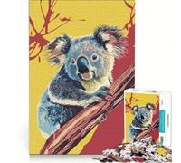 Puzzle per adulti da 1000 pezzi raffigurante un koala su un ramo ideale per rilassarsi e divertirsi a casa con poster abbinato e foglio di curiosità 38x26cm