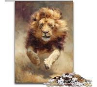Puzzle per adulti da 1000 pezzi raffigurante un leone che corre, giocattoli per l'intrattenimento della famiglia, ideali come regali per tutta la famiglia dai 14 anni in su (dimensioni 50x75cm)