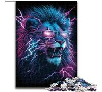 Puzzle per adulti da 1000 pezzi raffigurante un leone con un fulmine, attività da fare a casa per le feste, i compleanni e le serate di giochi in famiglia (dimensioni: 26x38cm)