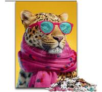 Puzzle per adulti da 1000 pezzi raffigurante un leopardo che indossa una sciarpa,perfetto per adolescenti,per rafforzare i legami familiari,come rompicapo e come regalo fai da te per la casa 50x75cm