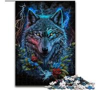 Puzzle per adulti da 1000 pezzi raffigurante un lupo nella giungla con mandala,in legno,perfetto per il divertimento in famiglia durante i compleanni,Natale,festa di compleanno,50x75cm