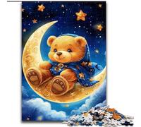 Puzzle per adulti da 1000 pezzi raffigurante un orsetto seduto sulla luna, puzzle in legno per adolescenti, gioco interattivo per famiglie, regalo di sfida, dimensioni 50X75cm