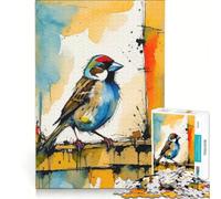 Puzzle per adulti da 1000 pezzi, raffigurante un passero domestico dipinto ad acquerello, giocattolo educativo, da assemblare, collezione per artisti, belle arti 38x26cm